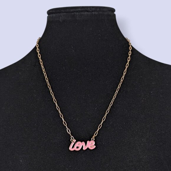 Jewelry - (2/$20) Pink Enamel "Love" Necklace